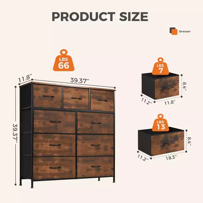 MAYEERTY Cajonera de tela para almacenamiento y organización, Cómoda
