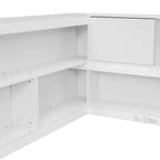 MAYEERTY Full Floor Bed with L-shaped Bookcase White