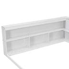 MAYEERTY Full Floor Bed with L-shaped Bookcase White