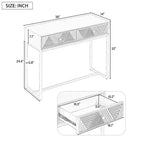 MAYEERTY Mesa Consola Estrecha Moderna con Almacenamiento 2 Cajones Diseño de Rayas para Sala de Estar o Pasillo Blanco