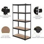 Kitchen Storage, Heavy Duty Storage Shelves 36 x 18 x 72, 5 Tier Durable Metal Construction, Adjustable Shelving, Storage Utility Rack Shelf Unit