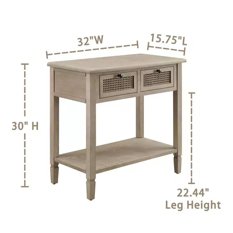 Art Leon Retro Wood Entryway Console Table with 2 Drawers