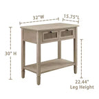 Art Leon Retro Wood Entryway Console Table with 2 Drawers