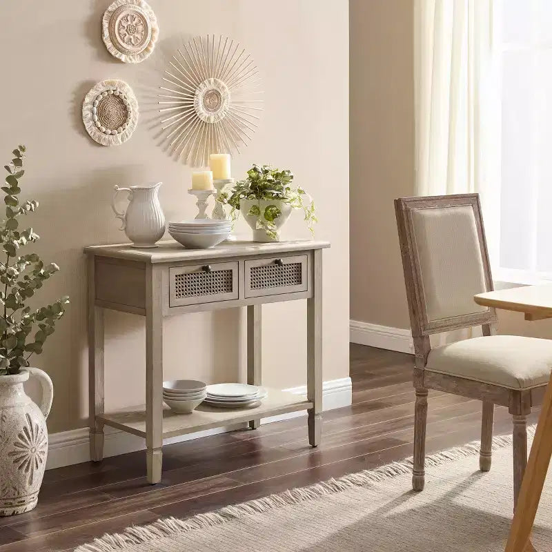 Art Leon Retro Wood Entryway Console Table with 2 Drawers