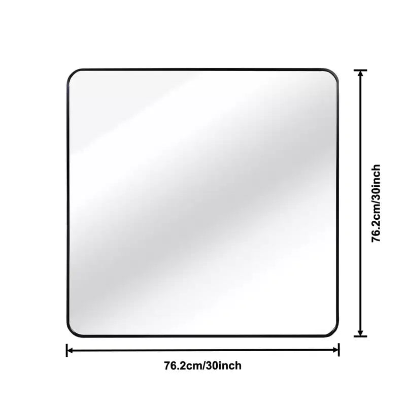 Espejo de pared cuadrado para baño con marco de metal negro - Elegante y duradero