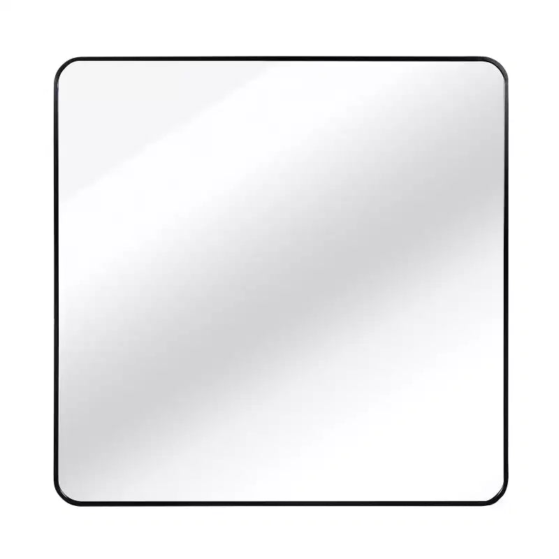 Espejo de pared cuadrado para baño con marco de metal negro - Elegante y duradero