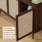 PexFix Gabinete con Panel Lateral y 3 Puertas de Ratán, Mueble de Almacenamiento de Cocina, Patas Ajustables Modernas