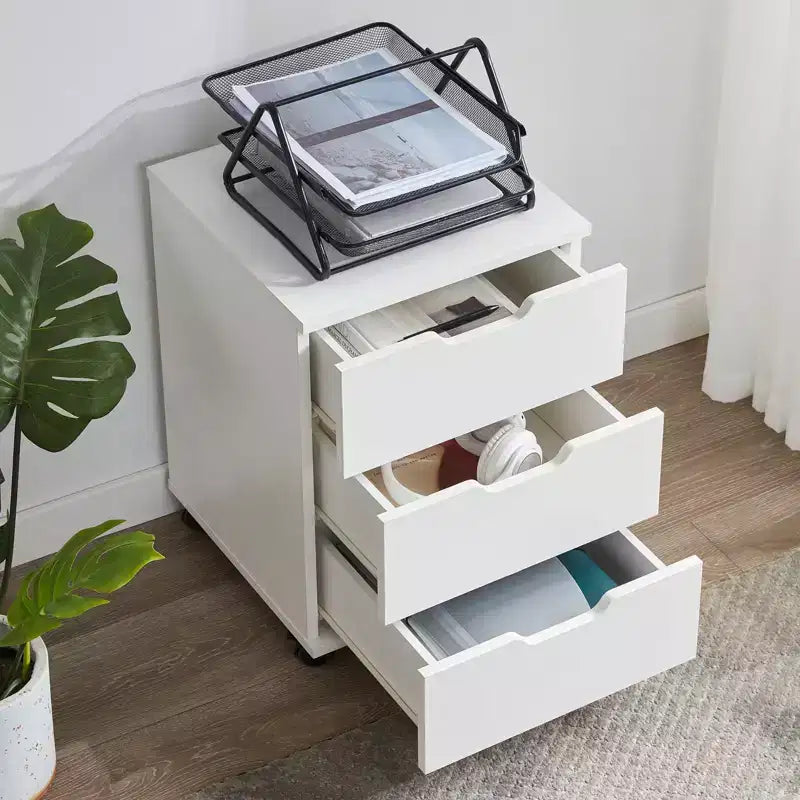 PexFix 3 Drawer Vertical File Cabinet Rolling Wooden Mobile Under Desk with Casters for Home Office