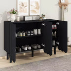 CLIHOME Zapatero Minimalista, Aparador de Comedor con Estantes Ajustables, Armario de Almacenamiento Grande con Puertas Onduladas