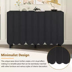 CLIHOME Zapatero Minimalista, Aparador de Comedor con Estantes Ajustables, Armario de Almacenamiento Grande con Puertas Onduladas