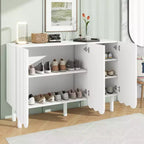 CLIHOME Zapatero Minimalista, Aparador de Comedor con Estantes Ajustables, Armario de Almacenamiento Grande con Puertas Onduladas