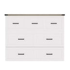 Cama Murphy ModernLuxe de tamaño matrimonial/queen, plegable, que ahorra espacio, con estación de carga y cajón de almacenamiento, blanco/gris