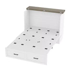 Cama Murphy ModernLuxe de tamaño matrimonial/queen, plegable, que ahorra espacio, con estación de carga y cajón de almacenamiento, blanco/gris