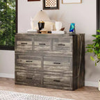 Cama Murphy ModernLuxe de tamaño matrimonial/queen, plegable, que ahorra espacio, con estación de carga y cajón de almacenamiento, blanco/gris