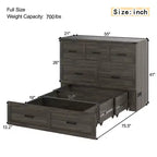 Cama Murphy ModernLuxe de tamaño matrimonial/queen, plegable, que ahorra espacio, con estación de carga y cajón de almacenamiento, blanco/gris