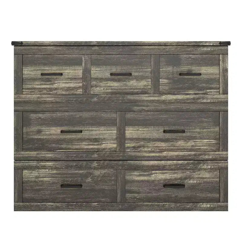 Cama Murphy ModernLuxe de tamaño matrimonial/queen, plegable, que ahorra espacio, con estación de carga y cajón de almacenamiento, blanco/gris