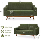 Dyonery 65.4 Loveseat Sofa,Tool-Free Setup Small Couches