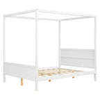 Cama con dosel Queen Whisen con cabecera y pie de cama, almacenamiento debajo de la cama y diseño versátil