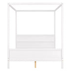 Cama con dosel Queen Whisen con cabecera y pie de cama, almacenamiento debajo de la cama y diseño versátil