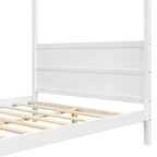 Cama con dosel Queen Whisen con cabecera y pie de cama, almacenamiento debajo de la cama y diseño versátil