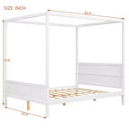 Cama con dosel Queen Whisen con cabecera y pie de cama, almacenamiento debajo de la cama y diseño versátil