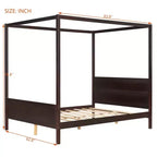 Cama con dosel Queen Whisen con cabecera y pie de cama, almacenamiento debajo de la cama y diseño versátil