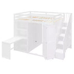 Cama alta tamaño completo Whisen, armarios, estantes plegables y escritorios para una vida organizada