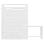 Cama alta tamaño completo Whisen, armarios, estantes plegables y escritorios para una vida organizada