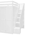 Cama alta tamaño completo Whisen, armarios, estantes plegables y escritorios para una vida organizada
