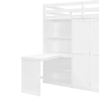 Cama alta tamaño completo Whisen, armarios, estantes plegables y escritorios para una vida organizada