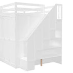 Cama alta tamaño completo Whisen, armarios, estantes plegables y escritorios para una vida organizada