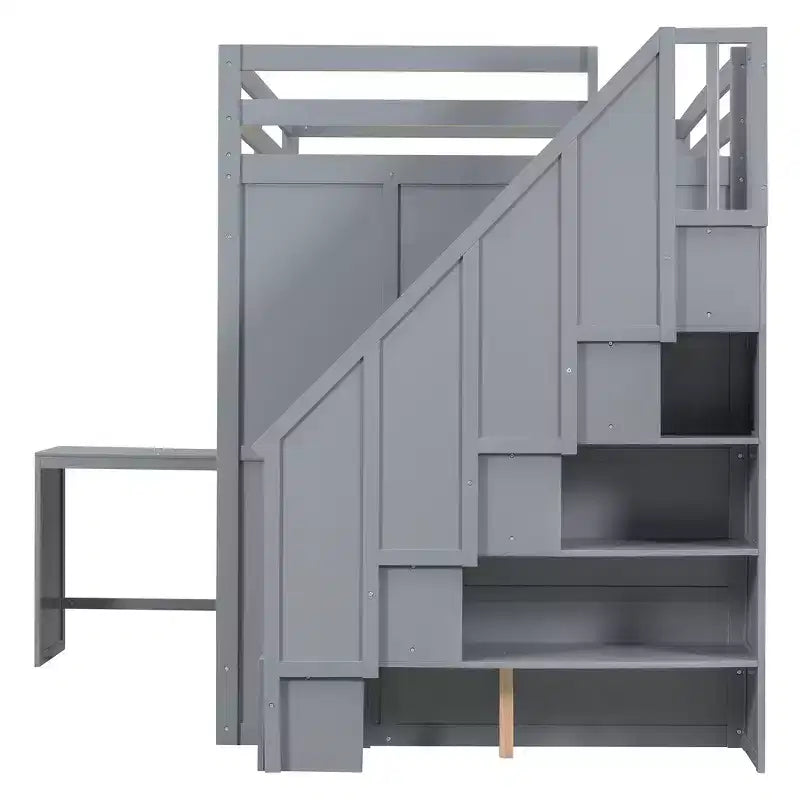 Cama alta tamaño completo Whisen, armarios, estantes plegables y escritorios para una vida organizada