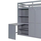 Cama alta tamaño completo Whisen, armarios, estantes plegables y escritorios para una vida organizada