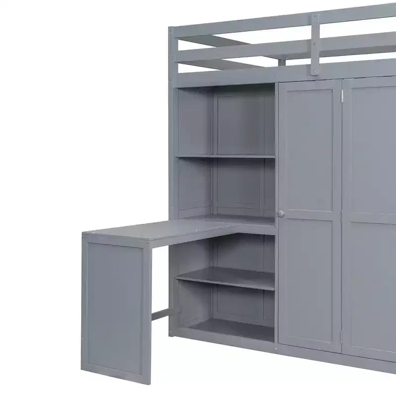 Cama alta tamaño completo Whisen, armarios, estantes plegables y escritorios para una vida organizada