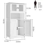 67 H Tall Bathroom Storage Cabinet Freestanding Bathroom Storage Cabinet with 4 Doors and Adjustable Shelves