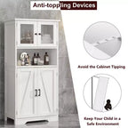 67 H Tall Bathroom Storage Cabinet Freestanding Bathroom Storage Cabinet with 4 Doors and Adjustable Shelves