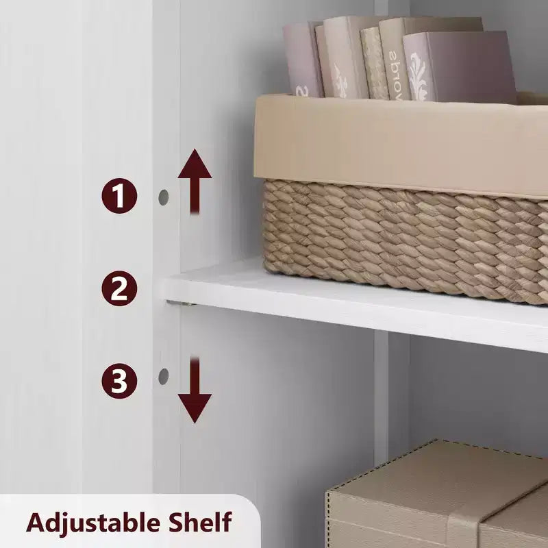 67 H Tall Bathroom Storage Cabinet Freestanding Bathroom Storage Cabinet with 4 Doors and Adjustable Shelves