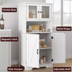 67 H Tall Bathroom Storage Cabinet Freestanding Bathroom Storage Cabinet with 4 Doors and Adjustable Shelves