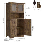 67 H Tall Bathroom Storage Cabinet Freestanding Bathroom Storage Cabinet with 4 Doors and Adjustable Shelves
