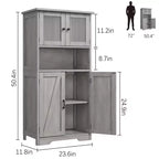 67 H Tall Bathroom Storage Cabinet Freestanding Bathroom Storage Cabinet with 4 Doors and Adjustable Shelves