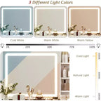 Tocador de maquillaje con espejo y luces, tocador con espejo deslizante iluminado, 3 modos de iluminación, 5 cajones grandes y 3 niveles, para dormitorio, blanco