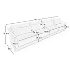 Sofá beige de chenilla con estructura de madera maciza de 4 plazas con almohada lumbar, esponja de alta resiliencia y fácil instalación