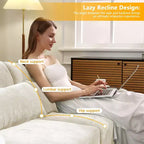 Sofá beige de chenilla con estructura de madera maciza de 4 plazas con almohada lumbar, esponja de alta resiliencia y fácil instalación