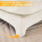 Sofá beige de chenilla con estructura de madera maciza de 4 plazas con almohada lumbar, esponja de alta resiliencia y fácil instalación