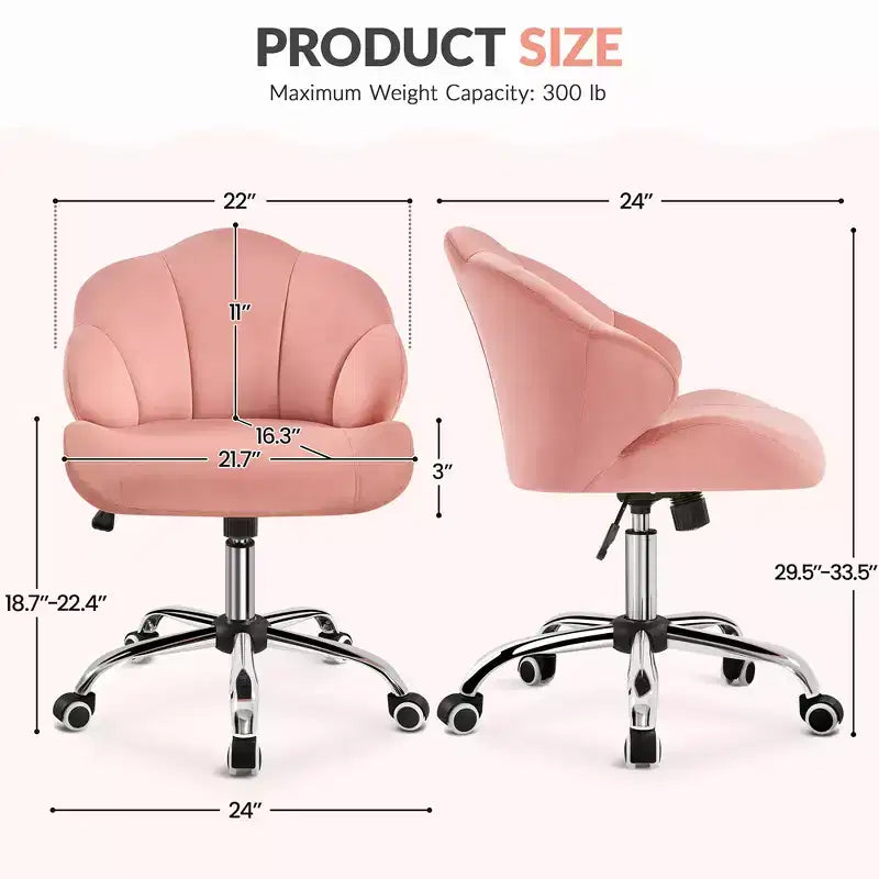 Yaheetech Juego de 2 sillas de escritorio giratorias tapizadas con respaldo en forma de concha capitoné y altura de asiento ajustable