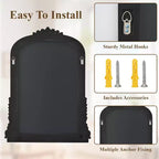Espejo de pared de 40x28, espejo arqueado con cuentas y marco de metal, espejo decorativo para tocador de baño para entrada, dormitorio o sala de estar