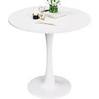 PexFix 31.5 Modern Round Dining Tulip Table for 2-4 People White Wood Tabletop with Metal Pedestal Base for Kitchen Living Room