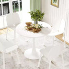PexFix Mesa de Comedor Redonda Moderna Tulip de 31.5 para 2-4 Personas con Tablero de Madera Blanco y Base de Pedestal Metálico para Cocina Sala de Estar