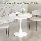 PexFix Mesa de Comedor Redonda Moderna Tulip de 31.5 para 2-4 Personas con Tablero de Madera Blanco y Base de Pedestal Metálico para Cocina Sala de Estar