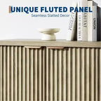 Aparador buffet estriado con almacenamiento, 2/4 puertas y estante ajustable, mesa consola moderna de madera para café